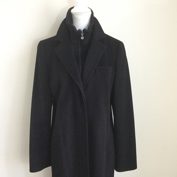 Akris Punto Black Wool Pea Coat Full Length Zip Button - Picture 3 of 10